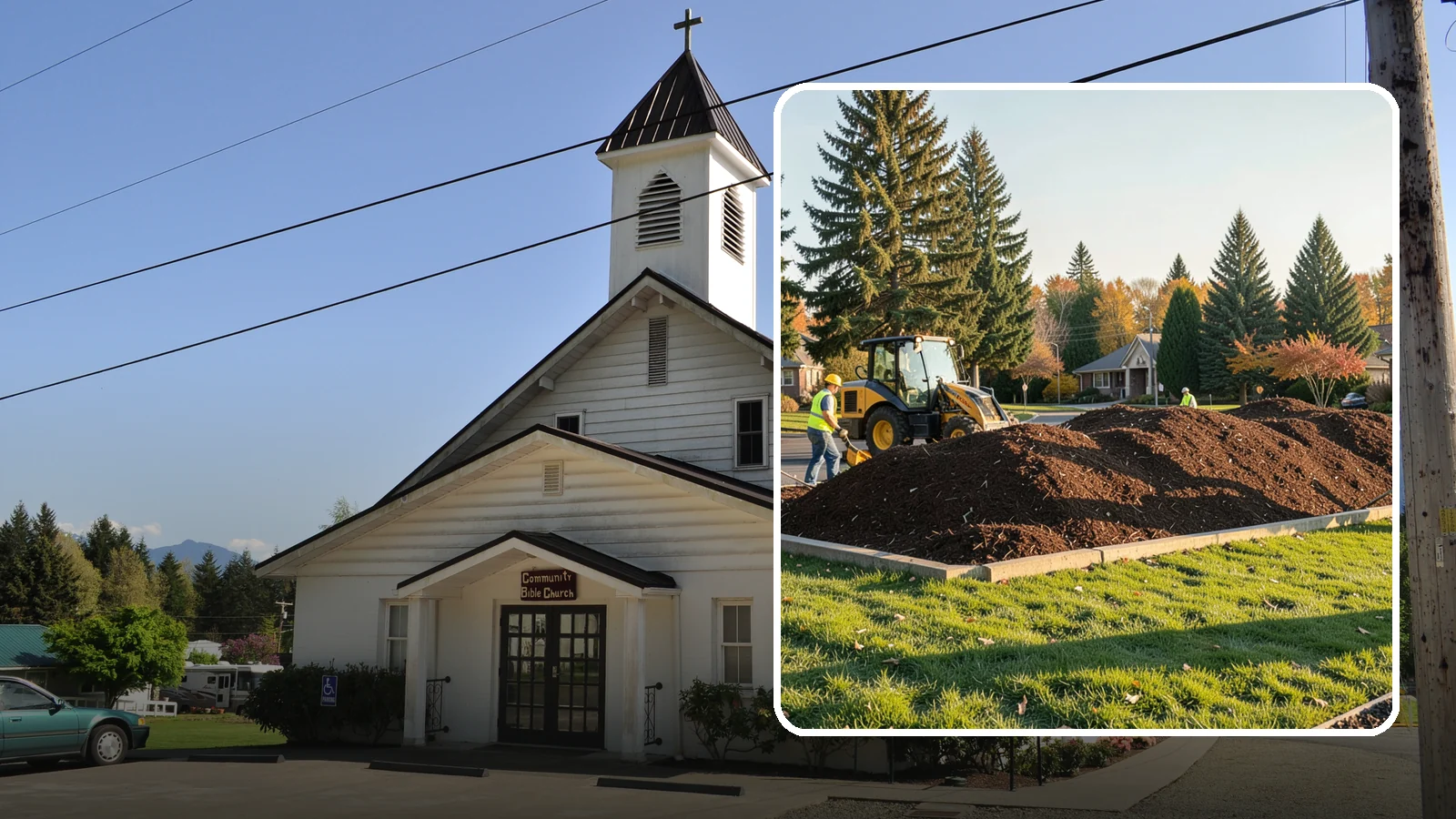 Mulch Installation in Concrete, Skagit County, WA - Fresh mulch installation that suppresses weeds, retains moisture, and gives public beds a uniform finish.