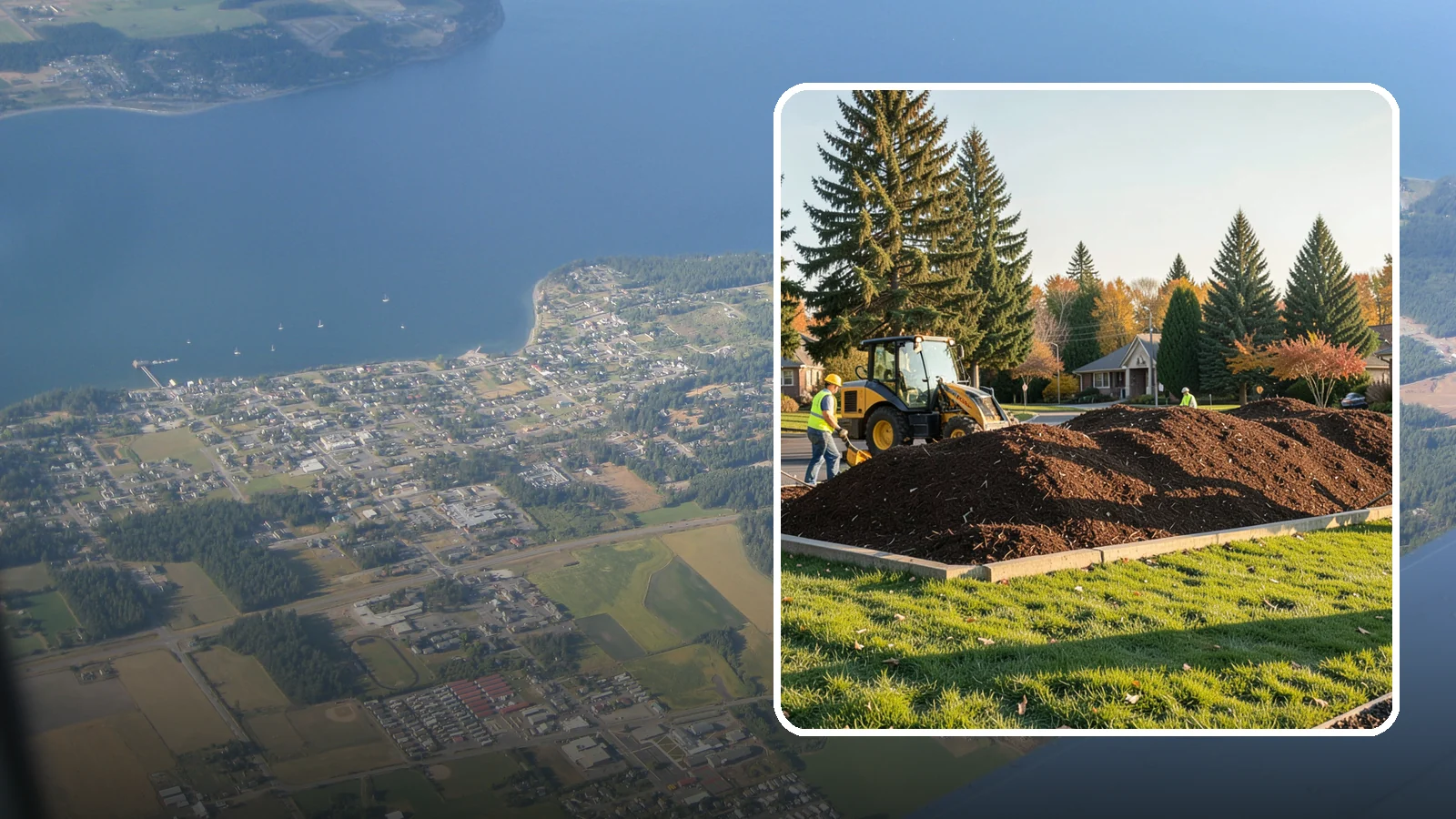 Mulch Installation in Coupeville, Island County, WA - Fresh mulch installation that suppresses weeds, retains moisture, and gives public beds a uniform finish.