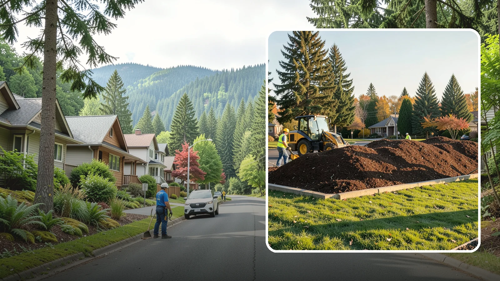 Mulch Installation in Darrington, Snohomish County, WA - Fresh mulch installation that suppresses weeds, retains moisture, and gives public beds a uniform finish.