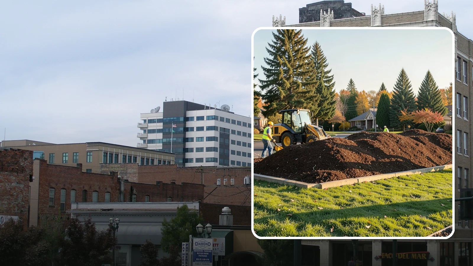 Mulch Installation in Everett, Snohomish County, WA - Fresh mulch installation that suppresses weeds, retains moisture, and gives public beds a uniform finish.