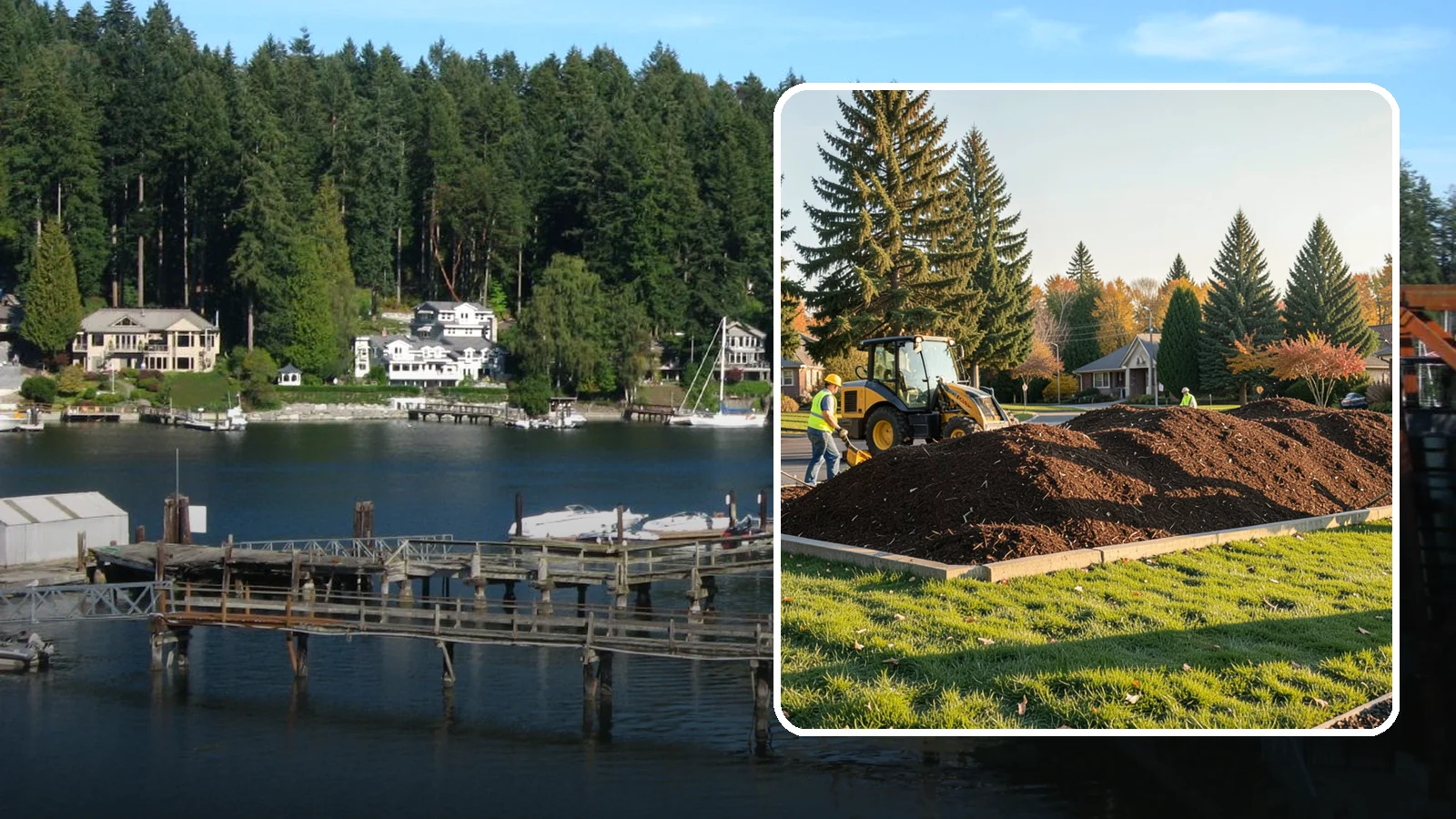 Mulch Installation in Gig Harbor, Pierce County, WA - Fresh mulch installation that suppresses weeds, retains moisture, and gives public beds a uniform finish.
