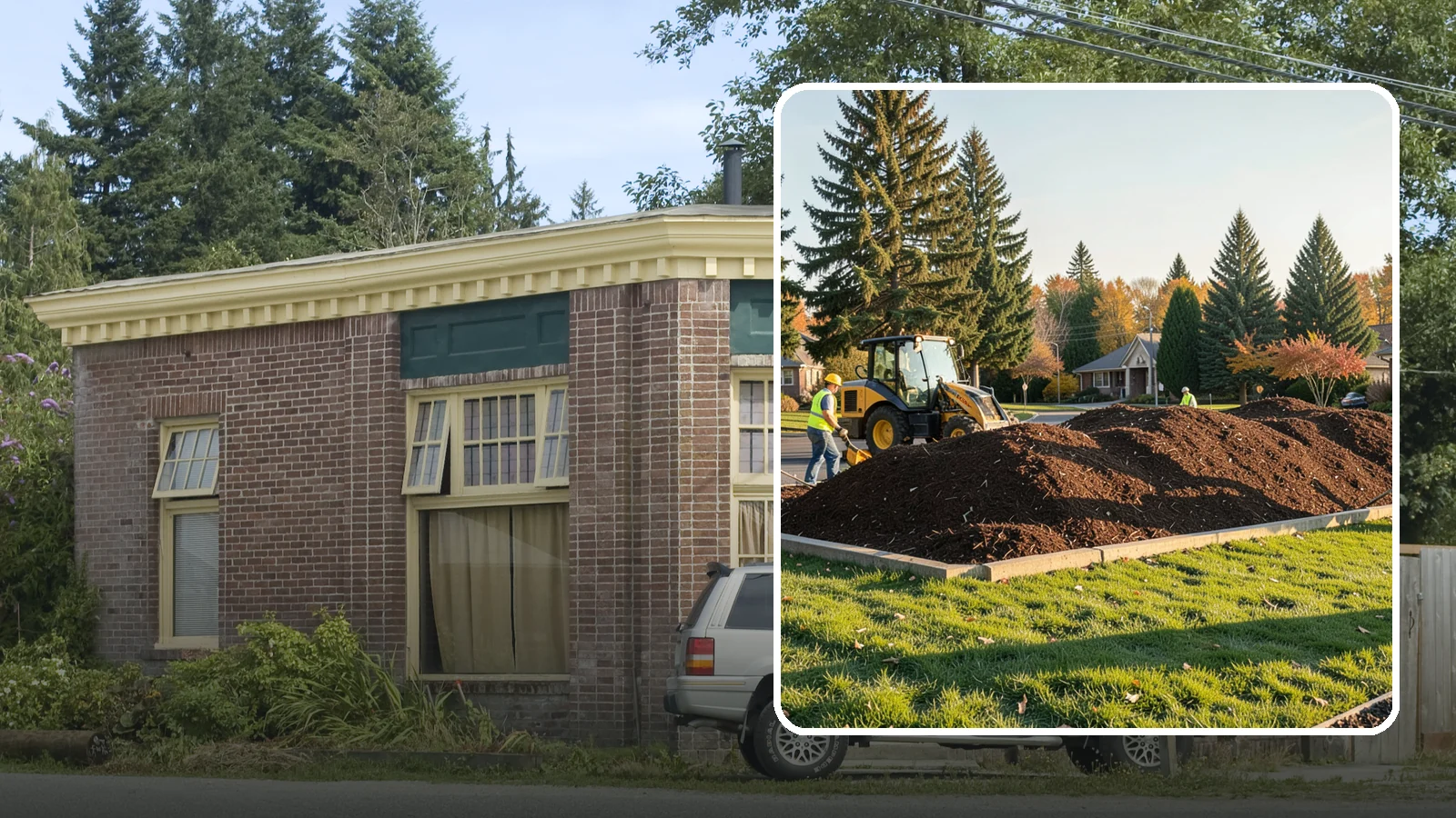 Mulch Installation in Hamilton, Skagit County, WA - Fresh mulch installation that suppresses weeds, retains moisture, and gives public beds a uniform finish.