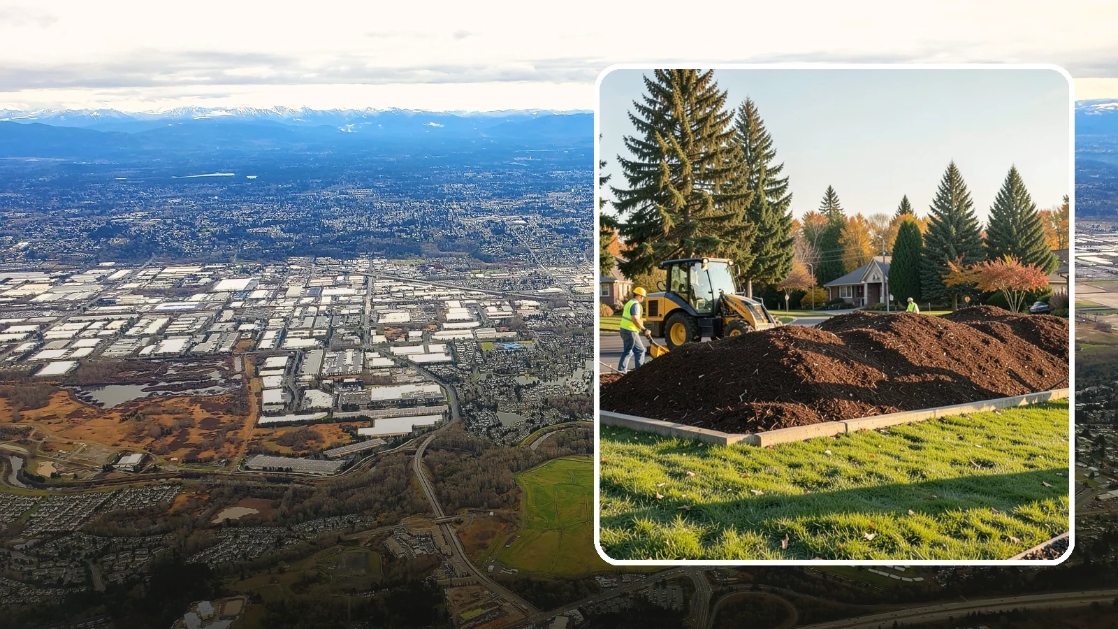 Mulch Installation in Kent, King County, WA - Fresh mulch installation that suppresses weeds, retains moisture, and gives public beds a uniform finish.