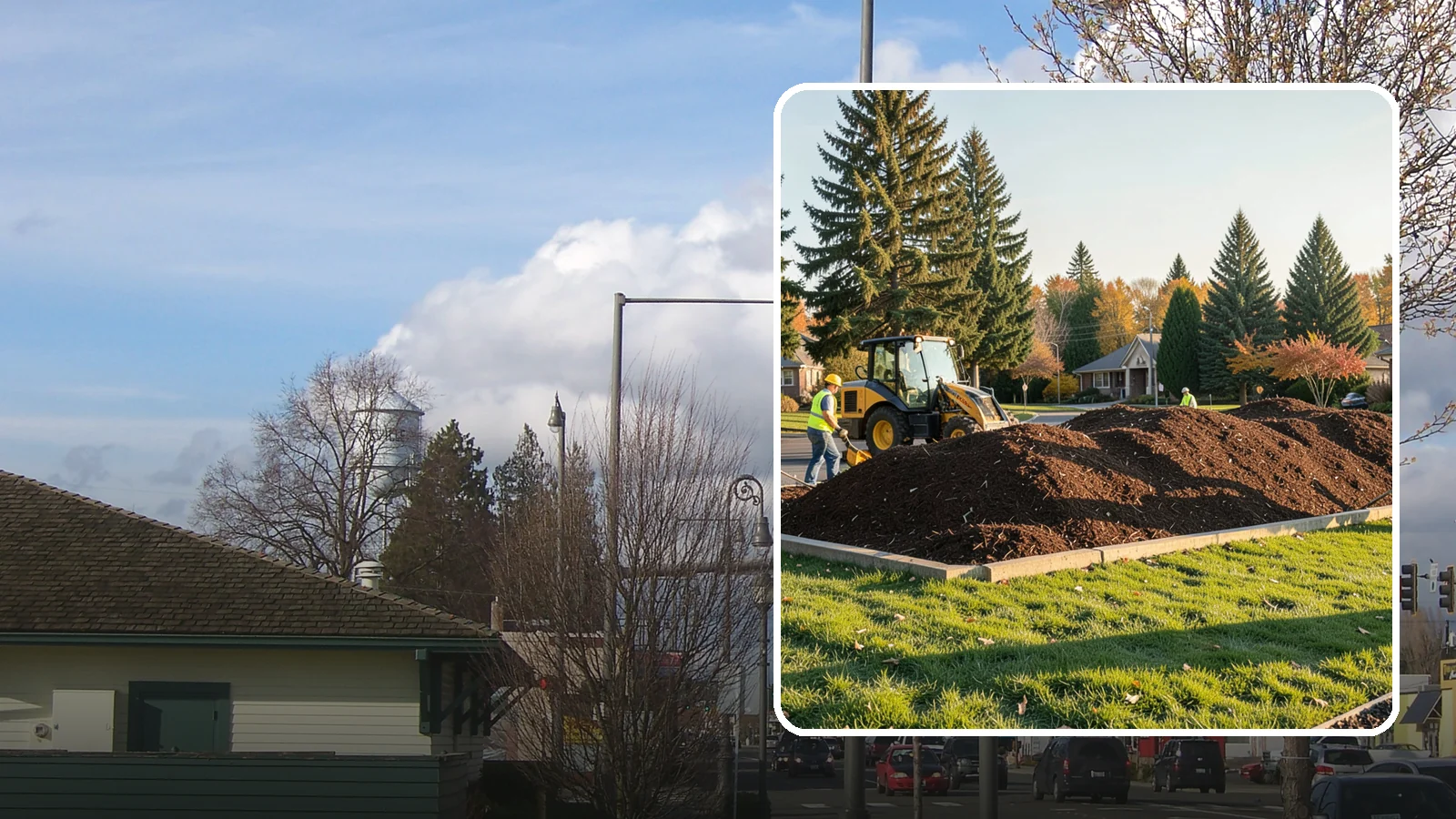 Mulch Installation in Marysville, Snohomish County, WA - Fresh mulch installation that suppresses weeds, retains moisture, and gives public beds a uniform finish.