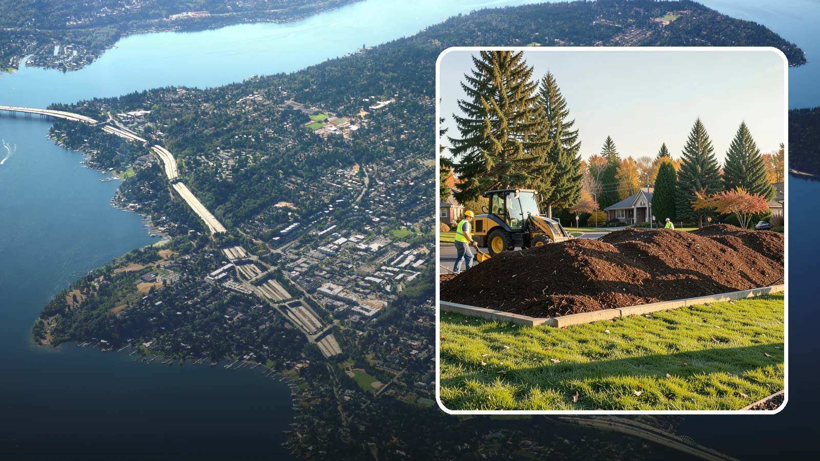 Mulch Installation in Mercer Island, King County, WA - Fresh mulch installation that suppresses weeds, retains moisture, and gives public beds a uniform finish.