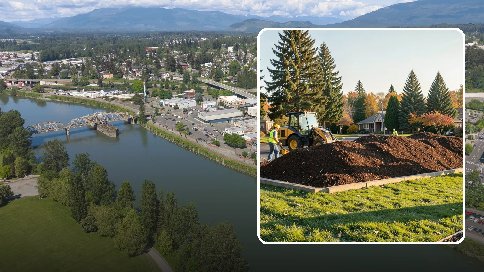 Mulch Installation in Mount Vernon, Skagit County, WA - Fresh mulch installation that suppresses weeds, retains moisture, and gives public beds a uniform finish.