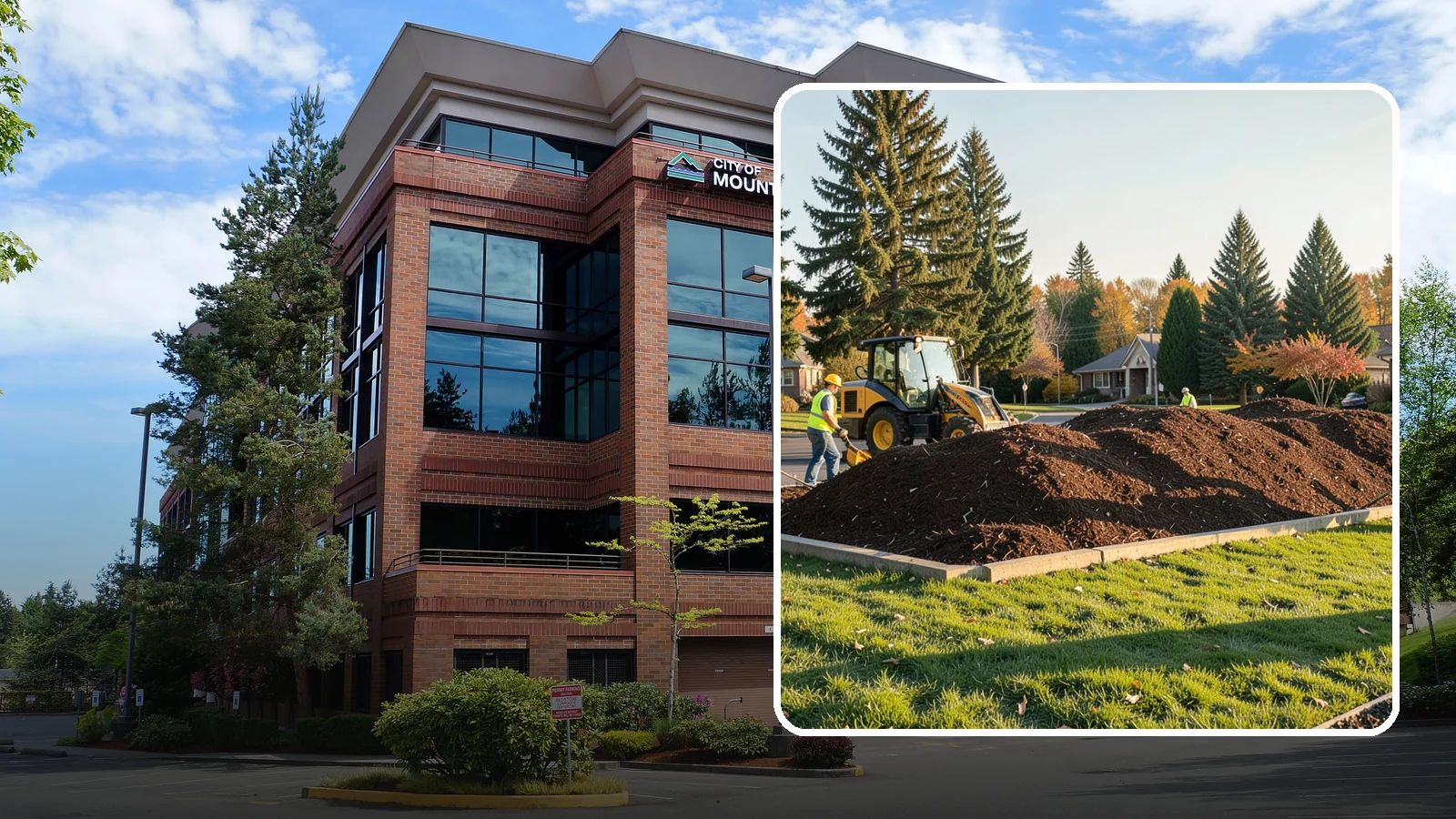 Mulch Installation in Mountlake Terrace, Snohomish County, WA - Fresh mulch installation that suppresses weeds, retains moisture, and gives public beds a uniform finish.