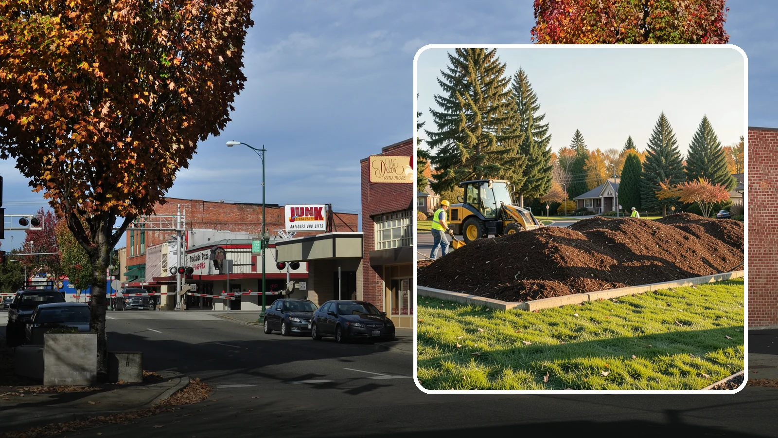 Mulch Installation in Puyallup, Pierce County, WA - Fresh mulch installation that suppresses weeds, retains moisture, and gives public beds a uniform finish.