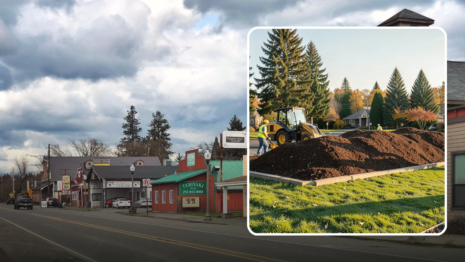 Mulch Installation in Roy, Pierce County, WA - Fresh mulch installation that suppresses weeds, retains moisture, and gives public beds a uniform finish.