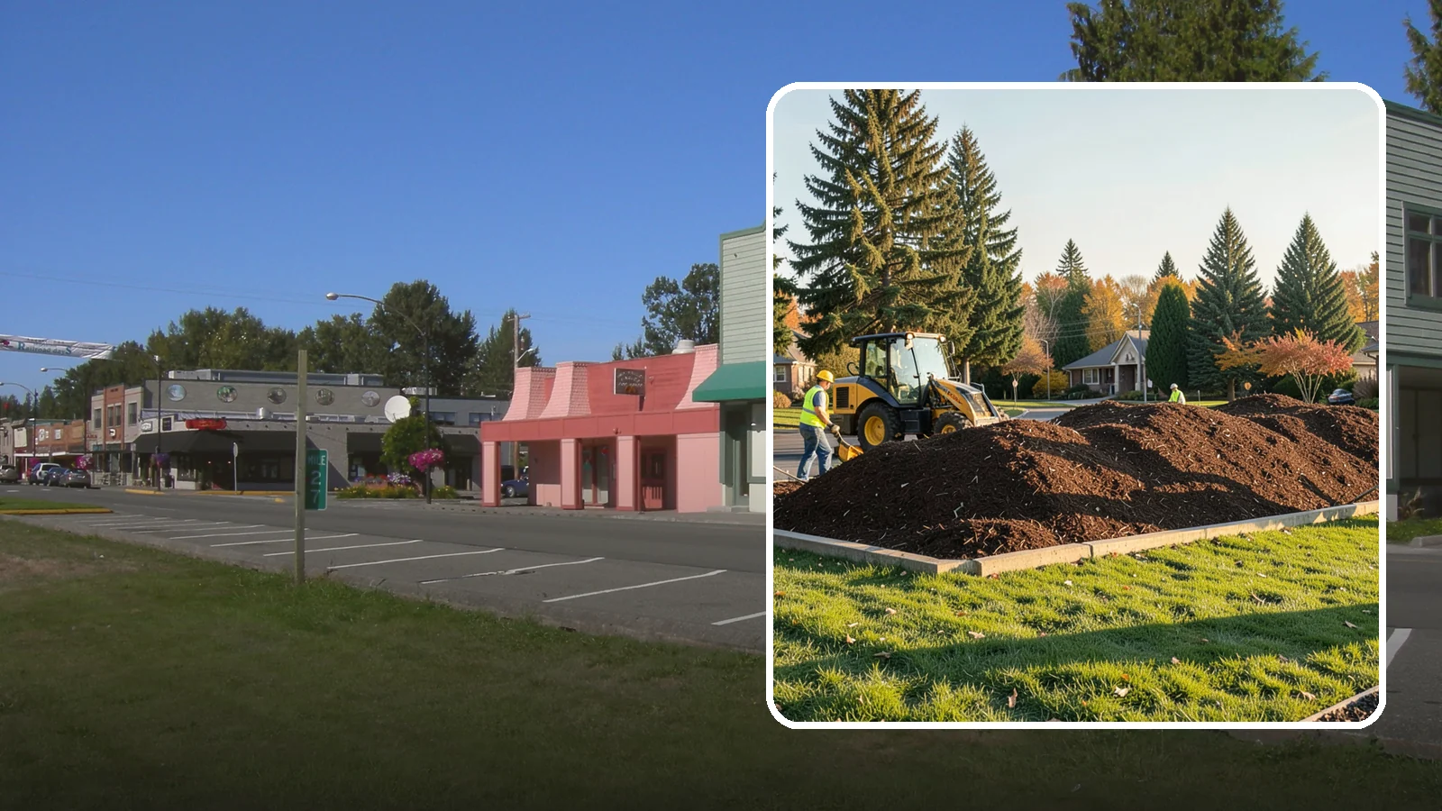 Mulch Installation in Snoqualmie, King County, WA - Fresh mulch installation that suppresses weeds, retains moisture, and gives public beds a uniform finish.