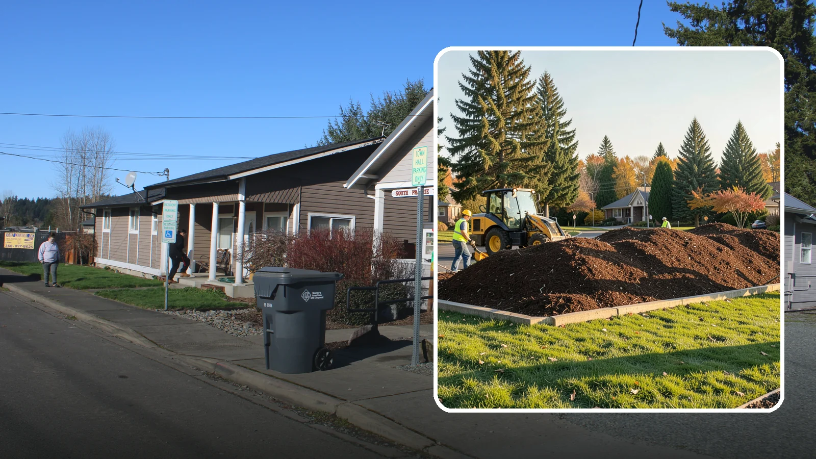 Mulch Installation in South Prairie, Pierce County, WA - Fresh mulch installation that suppresses weeds, retains moisture, and gives public beds a uniform finish.