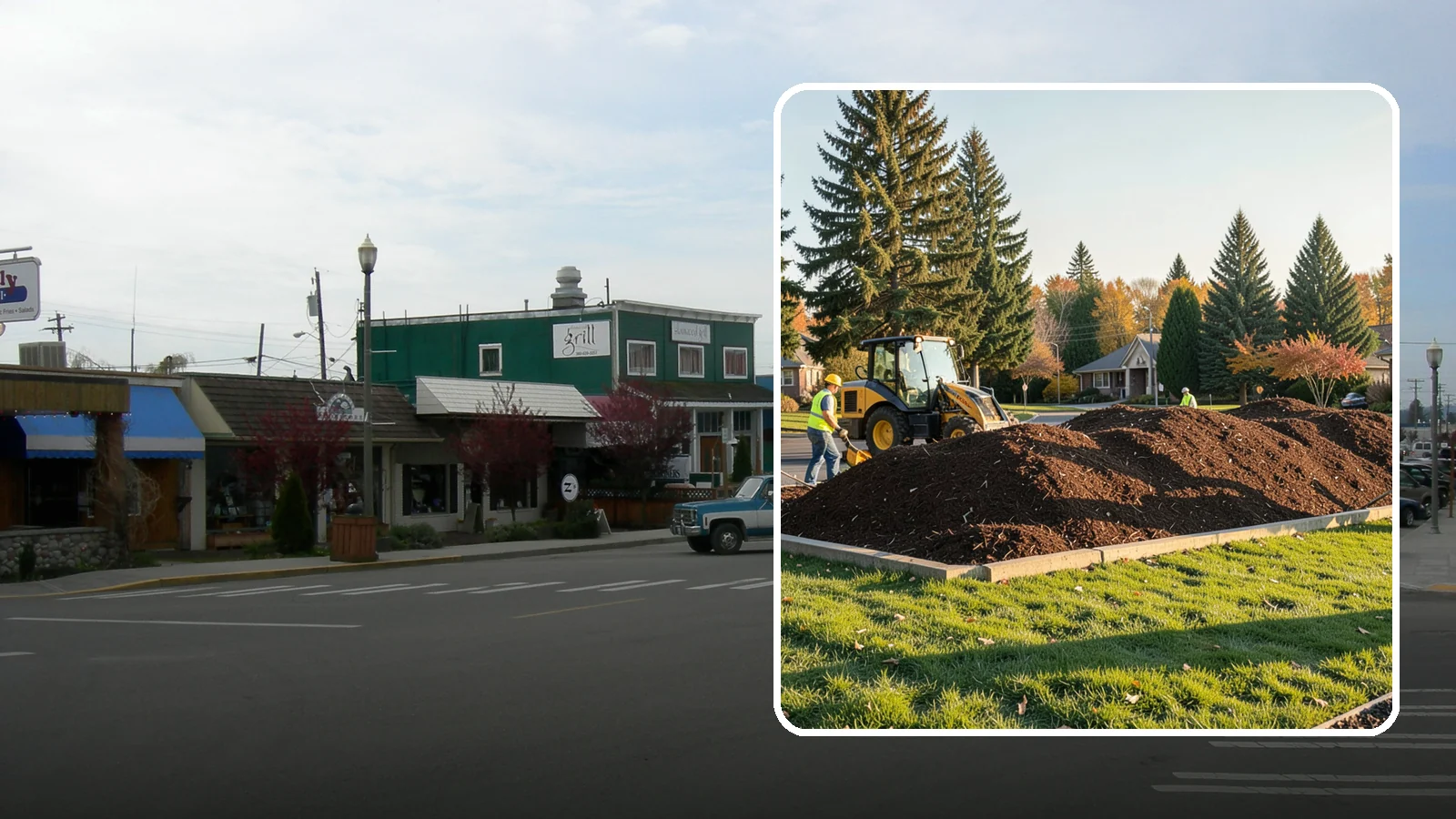 Mulch Installation in Stanwood, Snohomish County, WA - Fresh mulch installation that suppresses weeds, retains moisture, and gives public beds a uniform finish.