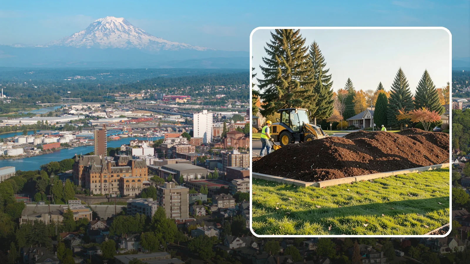 Mulch Installation in Tacoma, Pierce County, WA - Fresh mulch installation that suppresses weeds, retains moisture, and gives public beds a uniform finish.