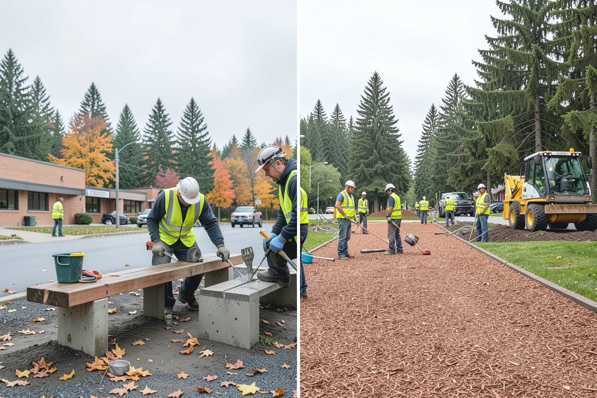 Municipal ADA Ramp Construction in Beaux Arts Village, King County, WA - Field measurement of existing slopes, landings, and drainage