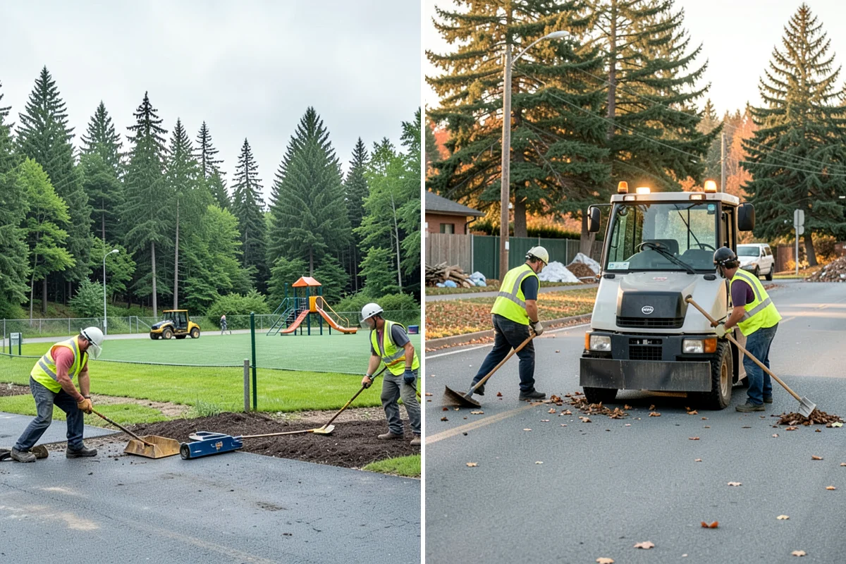 Municipal ADA Ramp Construction in Maple Valley, King County, WA - Field measurement of existing slopes, landings, and drainage