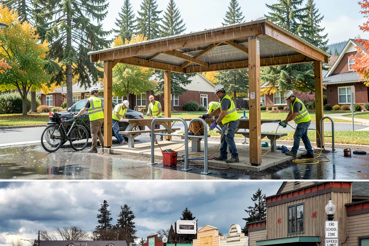 Municipal ADA Ramp Construction in Roy, Pierce County, WA - Dry-weather months allow the precise finishing and slope control that ramp compliance measurements depend on.