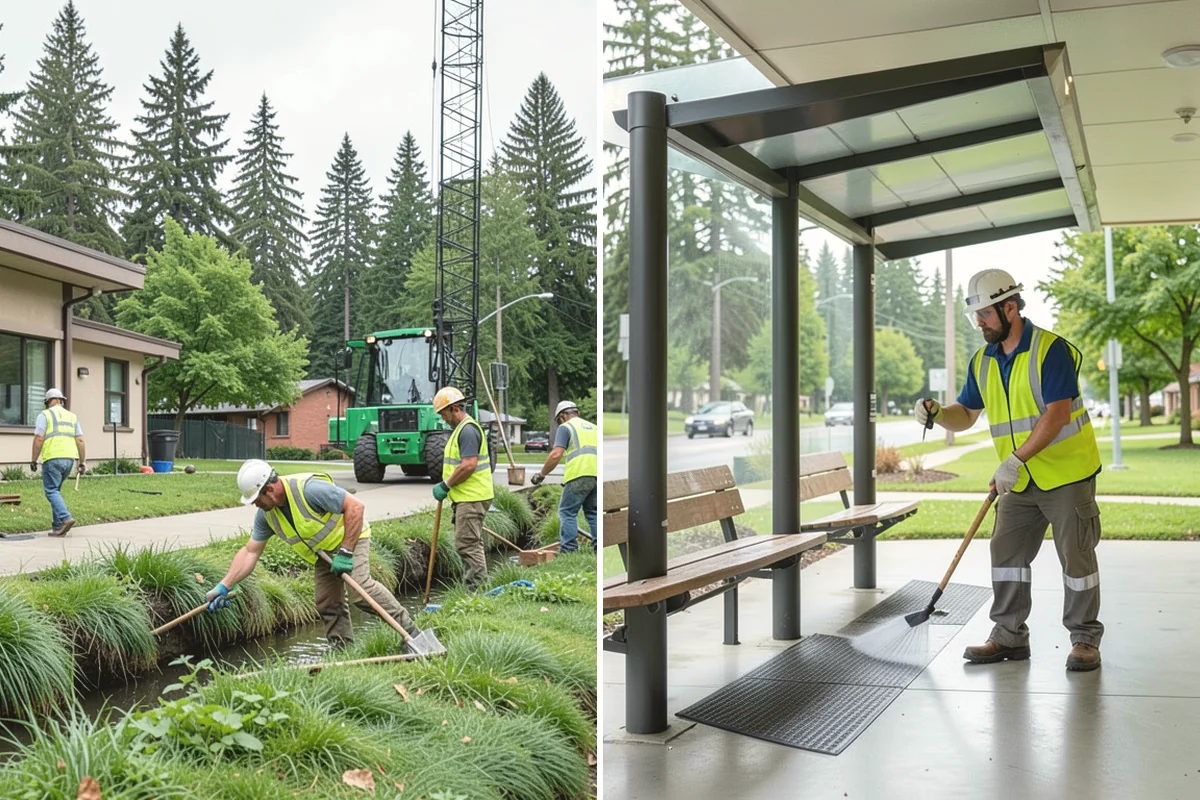 Municipal ADA Ramp Construction in Ruston, Pierce County, WA - Field measurement of existing slopes, landings, and drainage