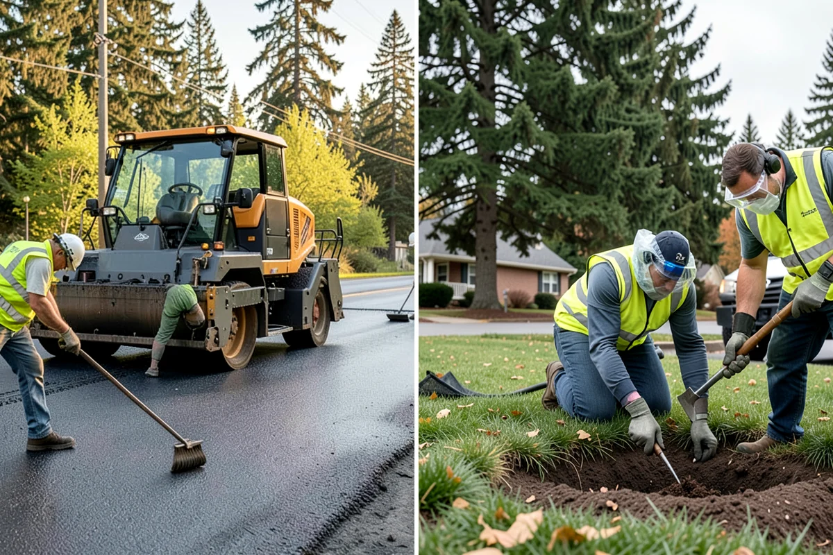 Municipal ADA Ramp Construction in SeaTac, King County, WA - Field measurement of existing slopes, landings, and drainage
