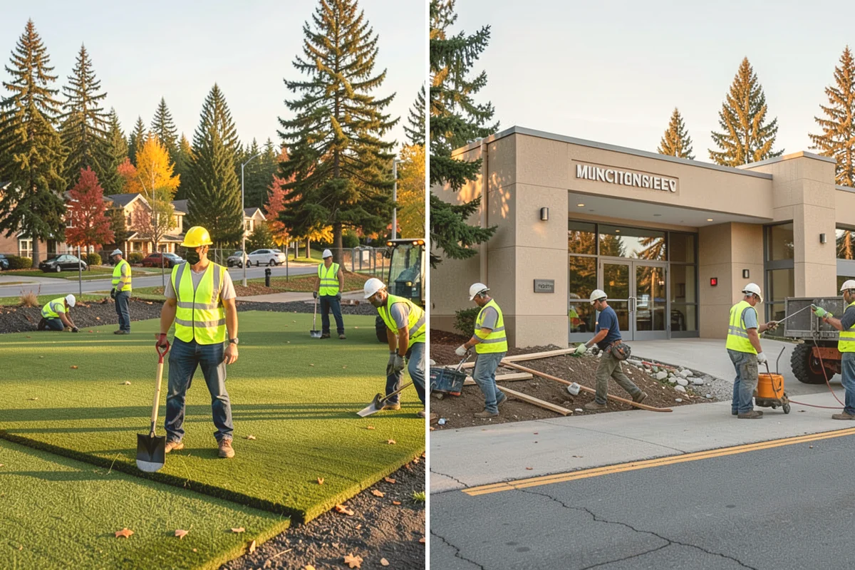 Municipal ADA Ramp Construction in Stanwood, Snohomish County, WA - Field measurement of existing slopes, landings, and drainage