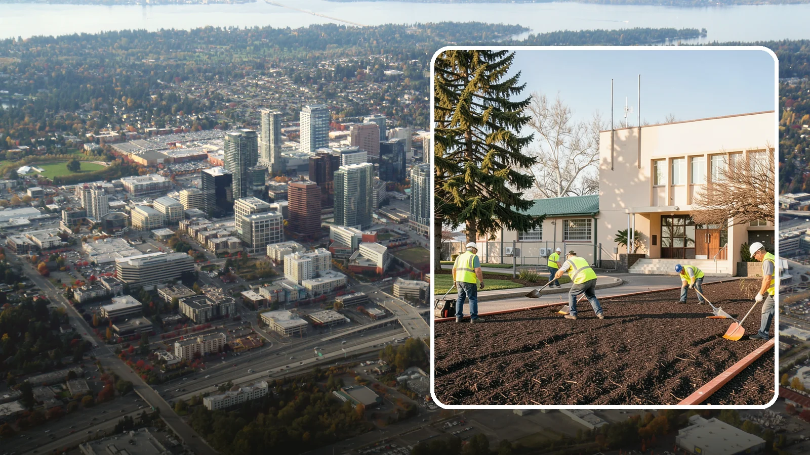 Municipal Bark Installation in Bellevue, King County, WA - We supply and install fresh bark across public beds, medians, and park landscapes to suppress weeds and refresh appearance for...