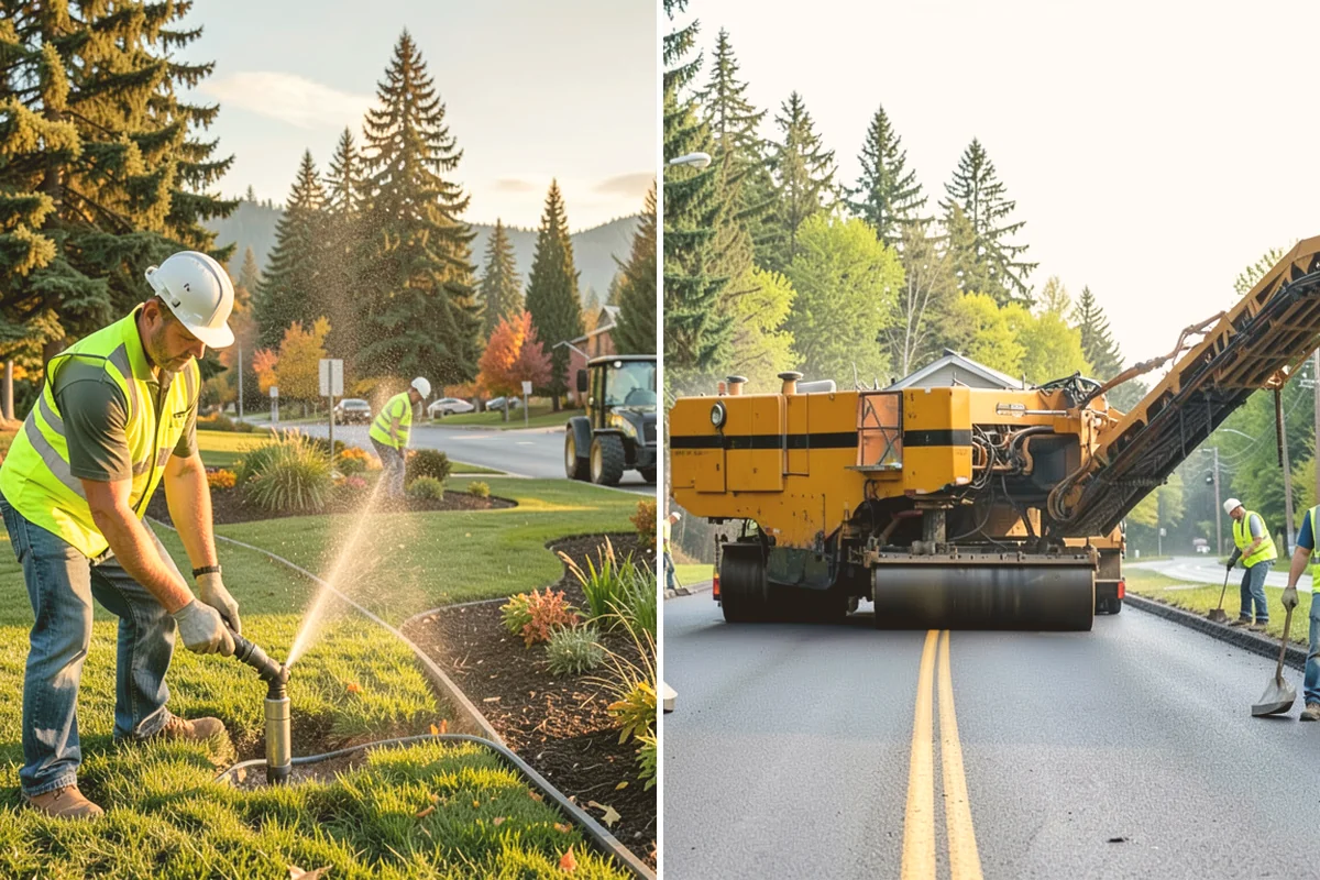 Municipal Bark Installation in Bellevue, King County, WA - We measure beds and confirm bark type, color, and target depth