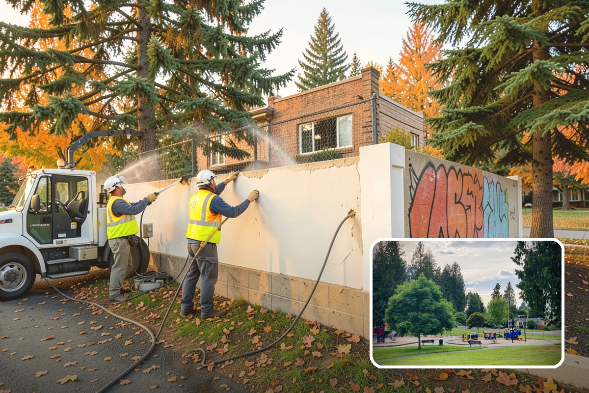 Municipal Bark Installation in Bonney Lake, Pierce County, WA - Uniform bark depth improves the appearance of public landscapes