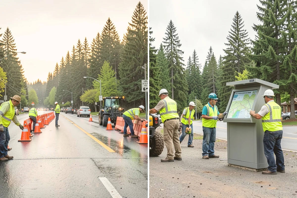 Municipal Bark Installation in Bothell, King County, WA - We measure beds and confirm bark type, color, and target depth