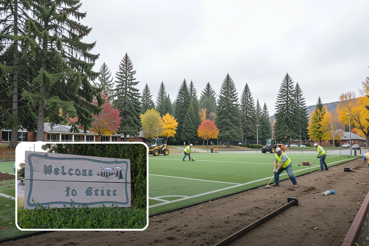 Municipal Bark Installation in Brier, Snohomish County, WA - Uniform bark depth improves the appearance of public landscapes