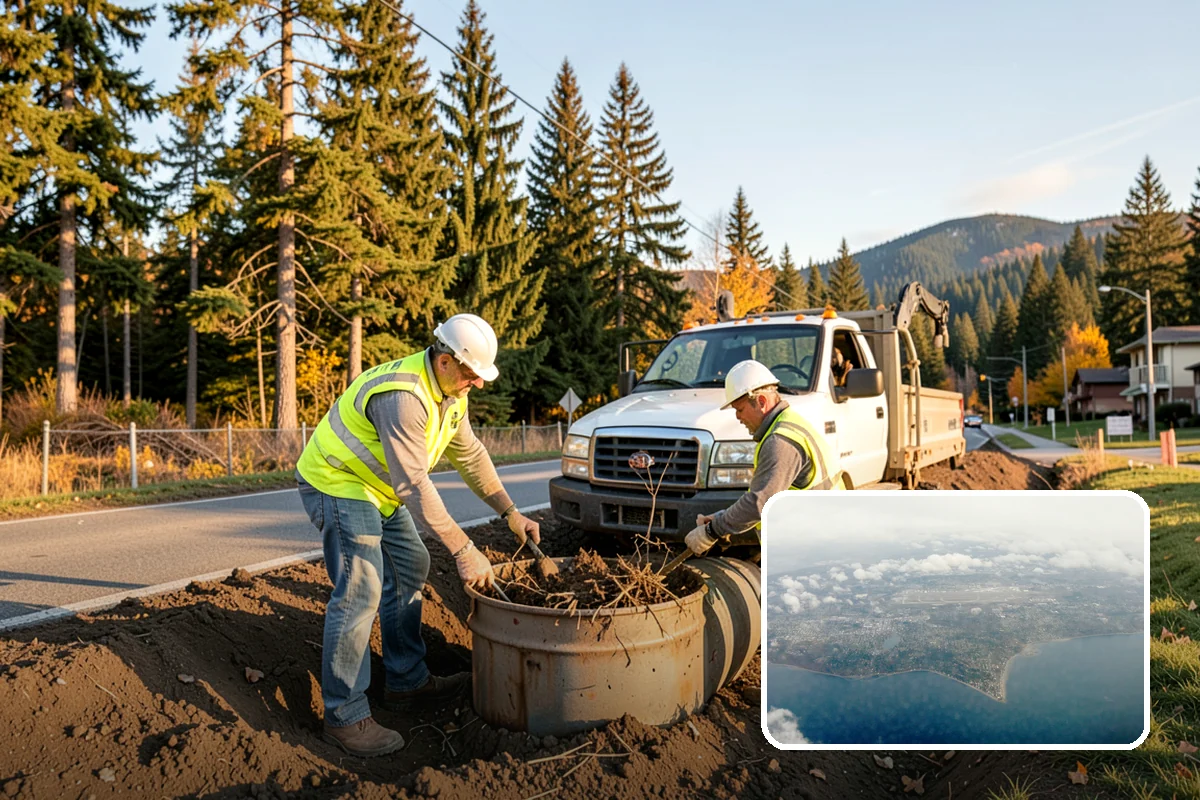 Municipal Bark Installation in Burien, King County, WA - Uniform bark depth improves the appearance of public landscapes