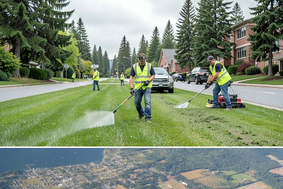 Municipal Bark Installation in Coupeville, Island County, WA - Bark is best applied in spring to suppress the season's weed growth, with fall touch-ups keeping beds tidy through winter.