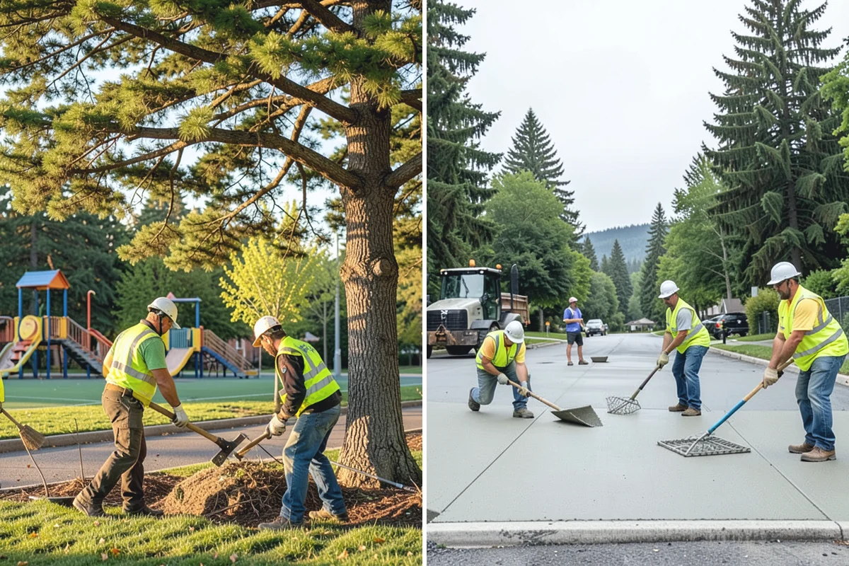 Municipal Bark Installation in Des Moines, King County, WA - We measure beds and confirm bark type, color, and target depth