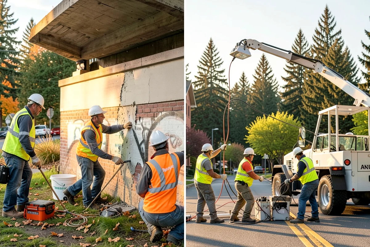 Municipal Bark Installation in DuPont, Pierce County, WA - We measure beds and confirm bark type, color, and target depth