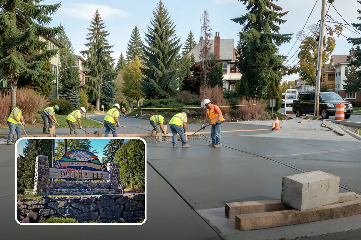 Municipal Bark Installation in Eatonville, Pierce County, WA - Uniform bark depth improves the appearance of public landscapes