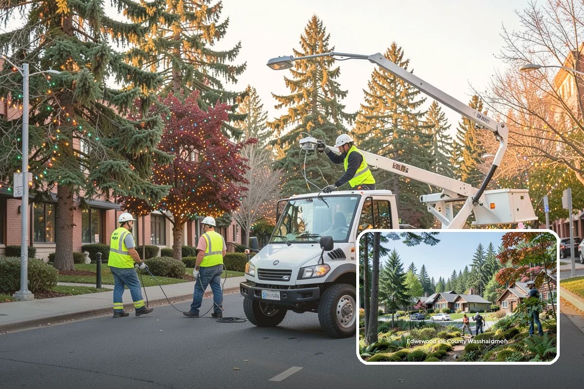Municipal Bark Installation in Edgewood, Pierce County, WA - Uniform bark depth improves the appearance of public landscapes