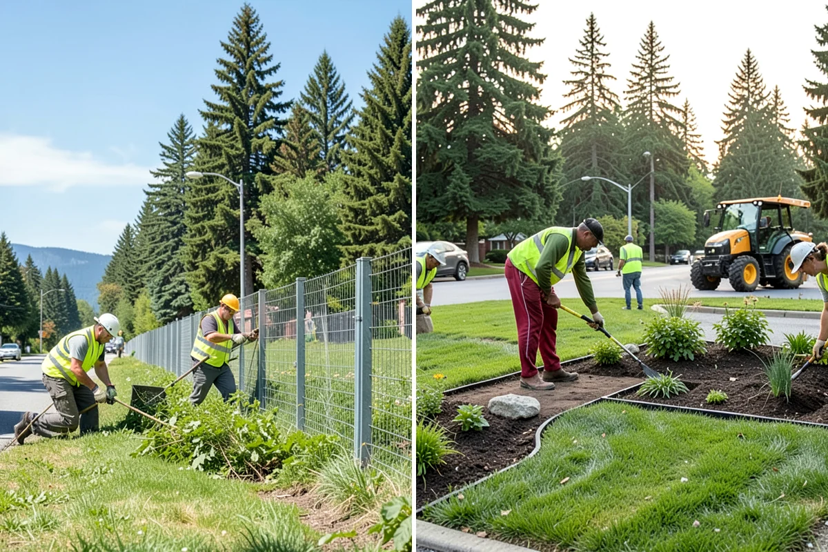 Municipal Bark Installation in Enumclaw, King County, WA - We measure beds and confirm bark type, color, and target depth