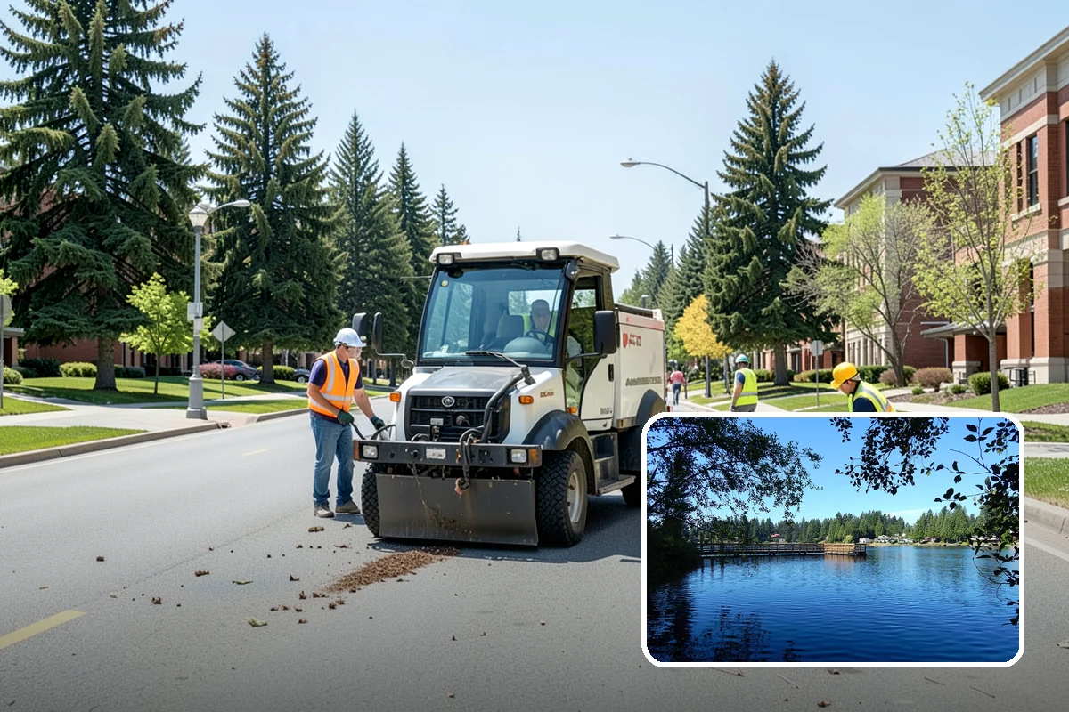 Municipal Bark Installation in Federal Way, King County, WA - Uniform bark depth improves the appearance of public landscapes