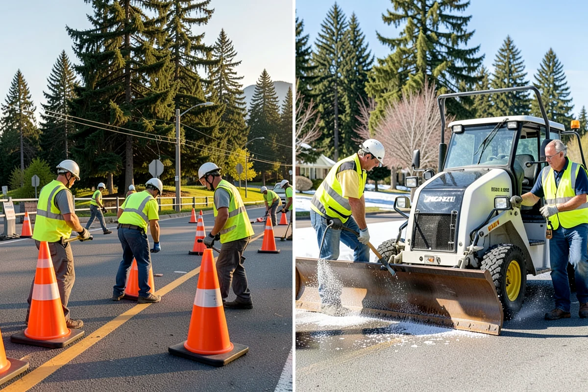 Municipal Bark Installation in Federal Way, King County, WA - We measure beds and confirm bark type, color, and target depth