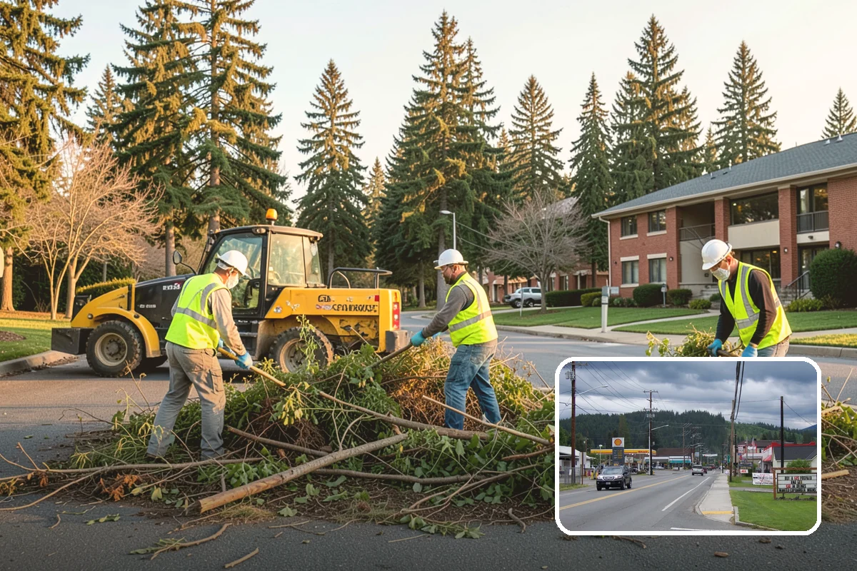 Municipal Bark Installation in Granite Falls, Snohomish County, WA - Uniform bark depth improves the appearance of public landscapes