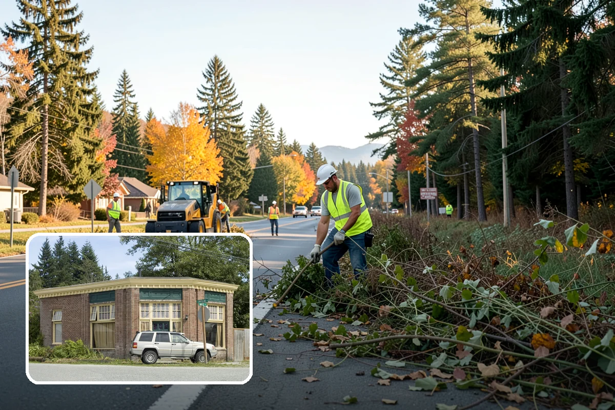 Municipal Bark Installation in Hamilton, Skagit County, WA - Uniform bark depth improves the appearance of public landscapes