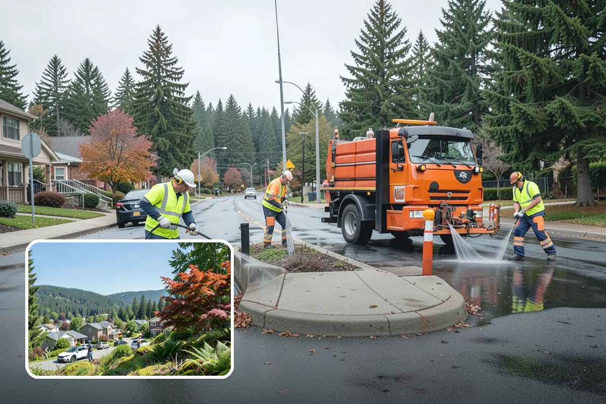 Municipal Bark Installation in Index, Snohomish County, WA - Uniform bark depth improves the appearance of public landscapes
