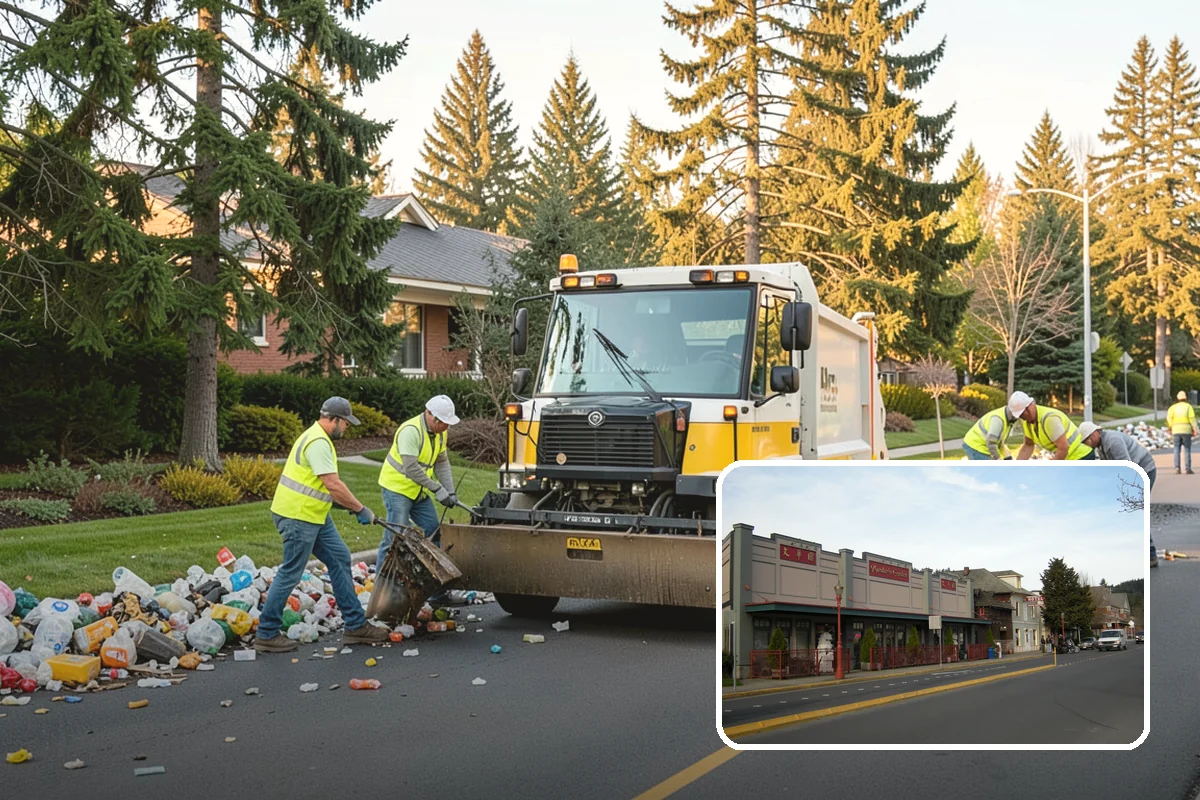 Municipal Bark Installation in Issaquah, King County, WA - Uniform bark depth improves the appearance of public landscapes