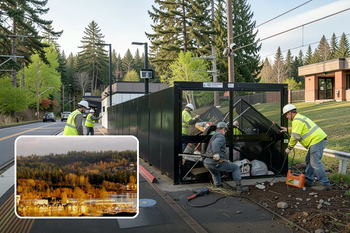 Municipal Bark Installation in Kenmore, King County, WA - Uniform bark depth improves the appearance of public landscapes