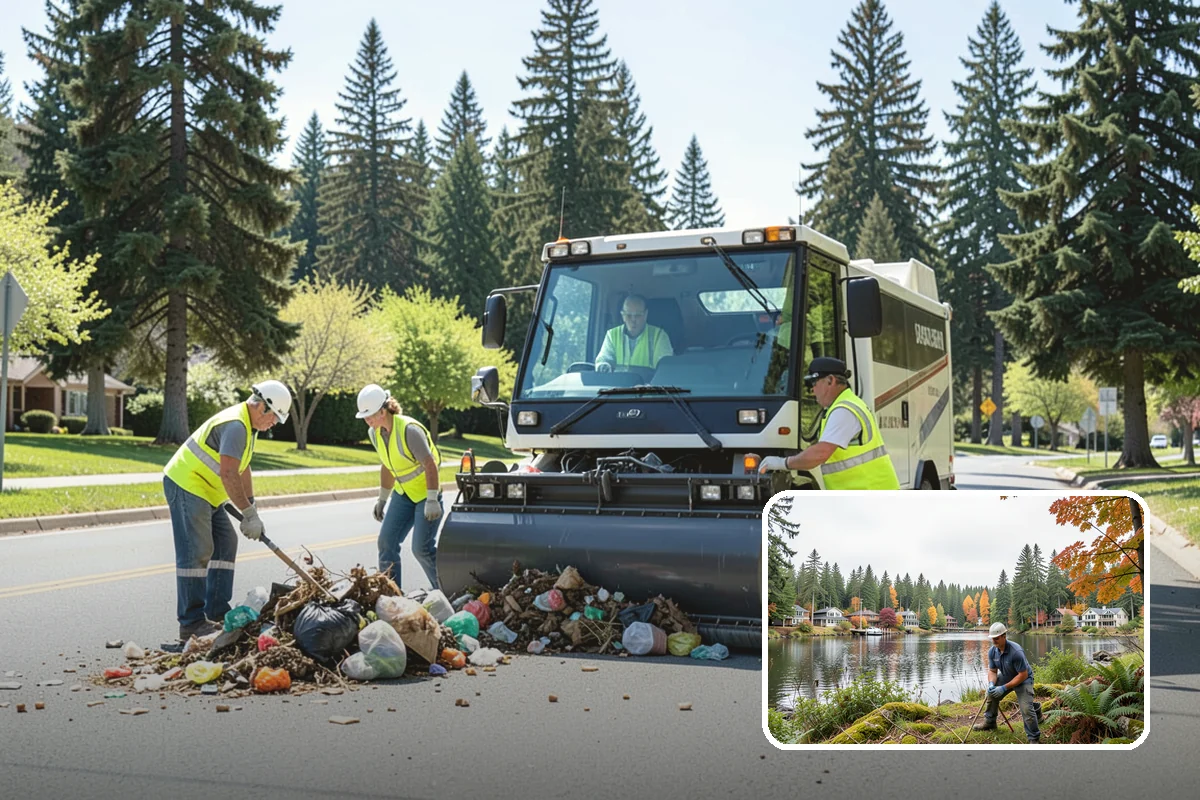 Municipal Bark Installation in La Conner, Skagit County, WA - Uniform bark depth improves the appearance of public landscapes