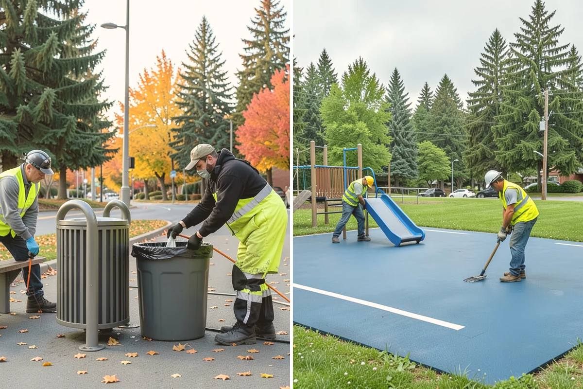 Municipal Bark Installation in Lynnwood, Snohomish County, WA - We measure beds and confirm bark type, color, and target depth