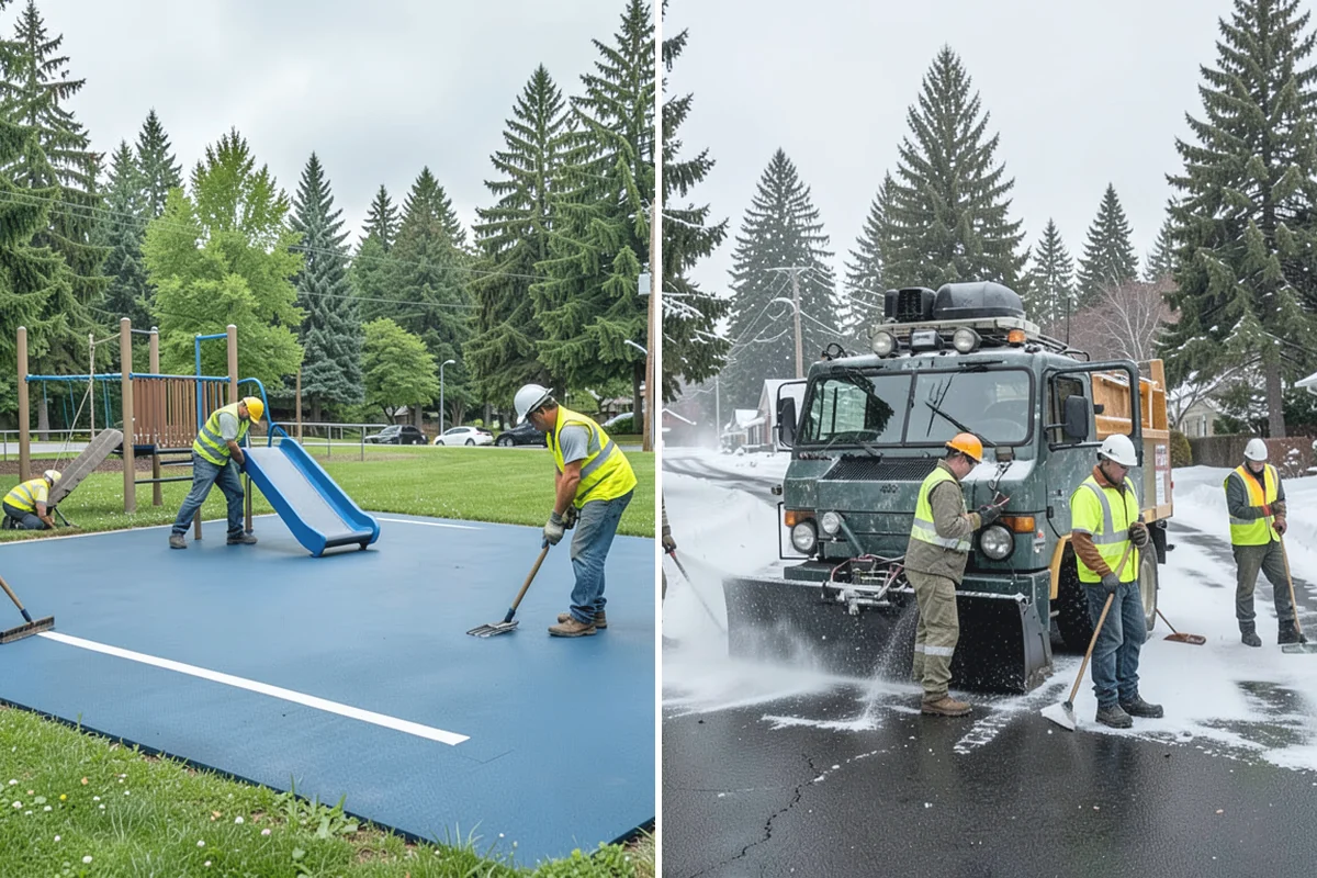 Municipal Bark Installation in Medina, King County, WA - We measure beds and confirm bark type, color, and target depth