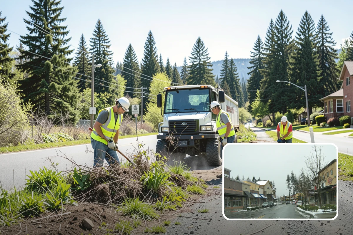 Municipal Bark Installation in Mill Creek, Snohomish County, WA - Uniform bark depth improves the appearance of public landscapes
