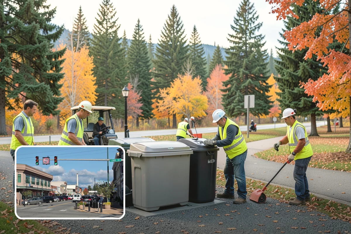 Municipal Bark Installation in Monroe, Snohomish County, WA - Uniform bark depth improves the appearance of public landscapes