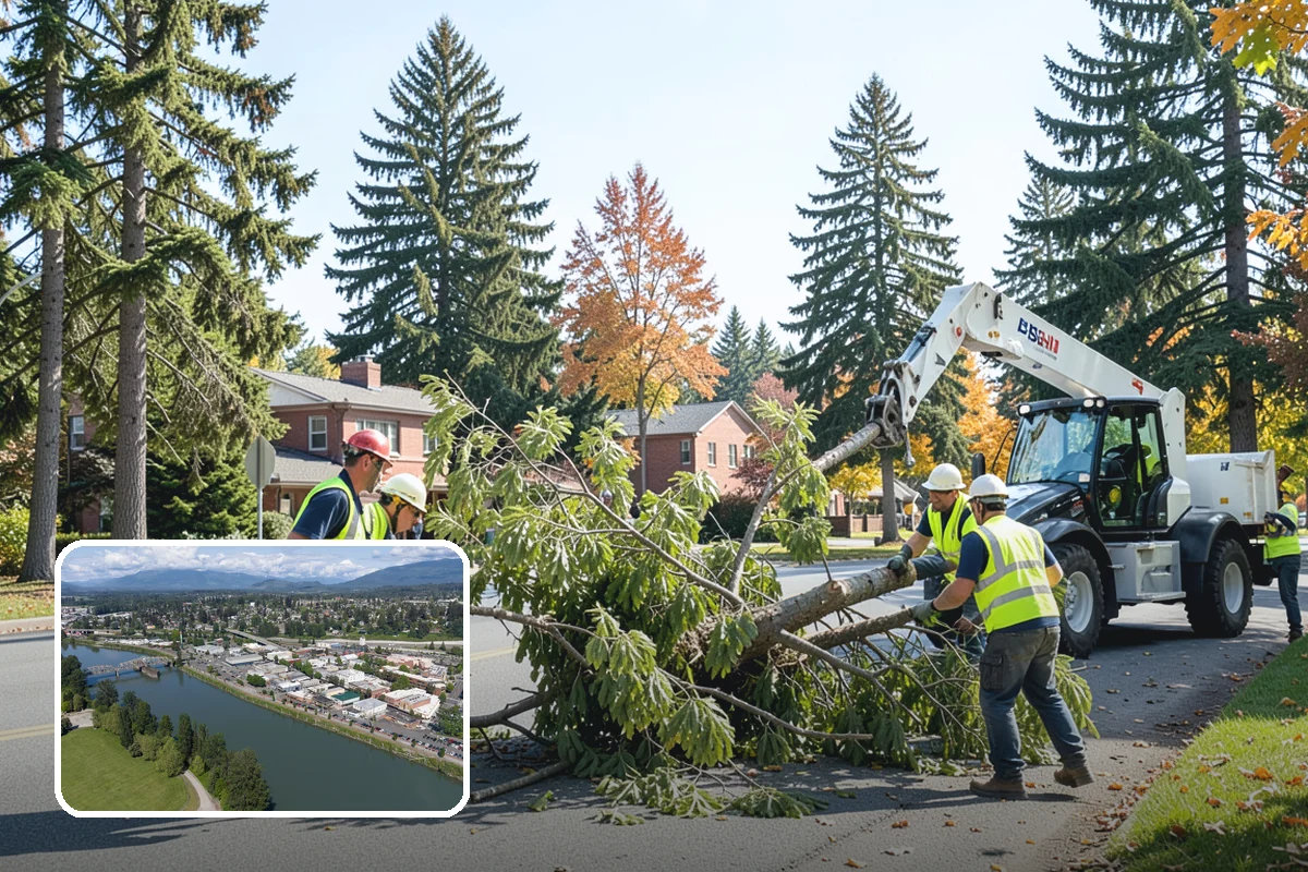 Municipal Bark Installation in Mount Vernon, Skagit County, WA - Uniform bark depth improves the appearance of public landscapes
