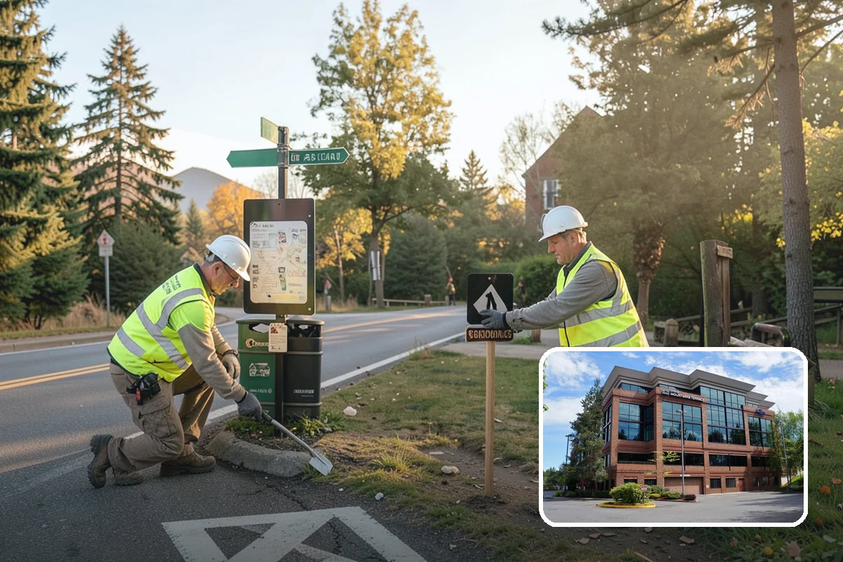 Municipal Bark Installation in Mountlake Terrace, Snohomish County, WA - Uniform bark depth improves the appearance of public landscapes