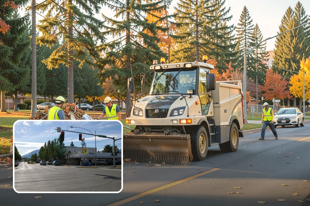 Municipal Bark Installation in North Bend, King County, WA - Uniform bark depth improves the appearance of public landscapes
